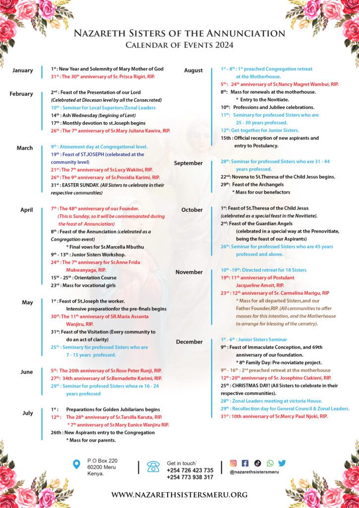 NSA Calendar of Events